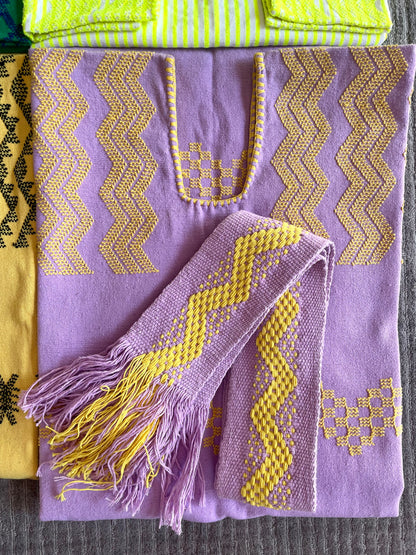 Cinturon morado con amarillo